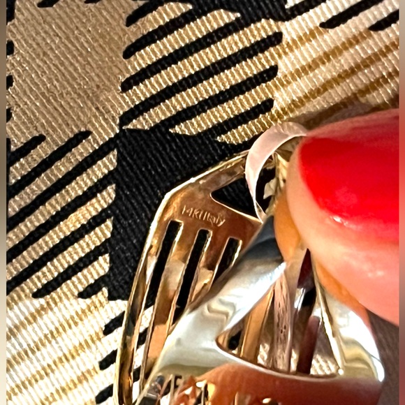 MIA FIORE Made In Italy 14kt Gold Multi Row Polished Diamond Cut Ring Size 8 NEW - Picture 8 of 13